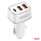 Autolader 2x USB-A + USB-C 32W 12/24V AMiO 03890 - AMiO 03890 - afbeelding 2