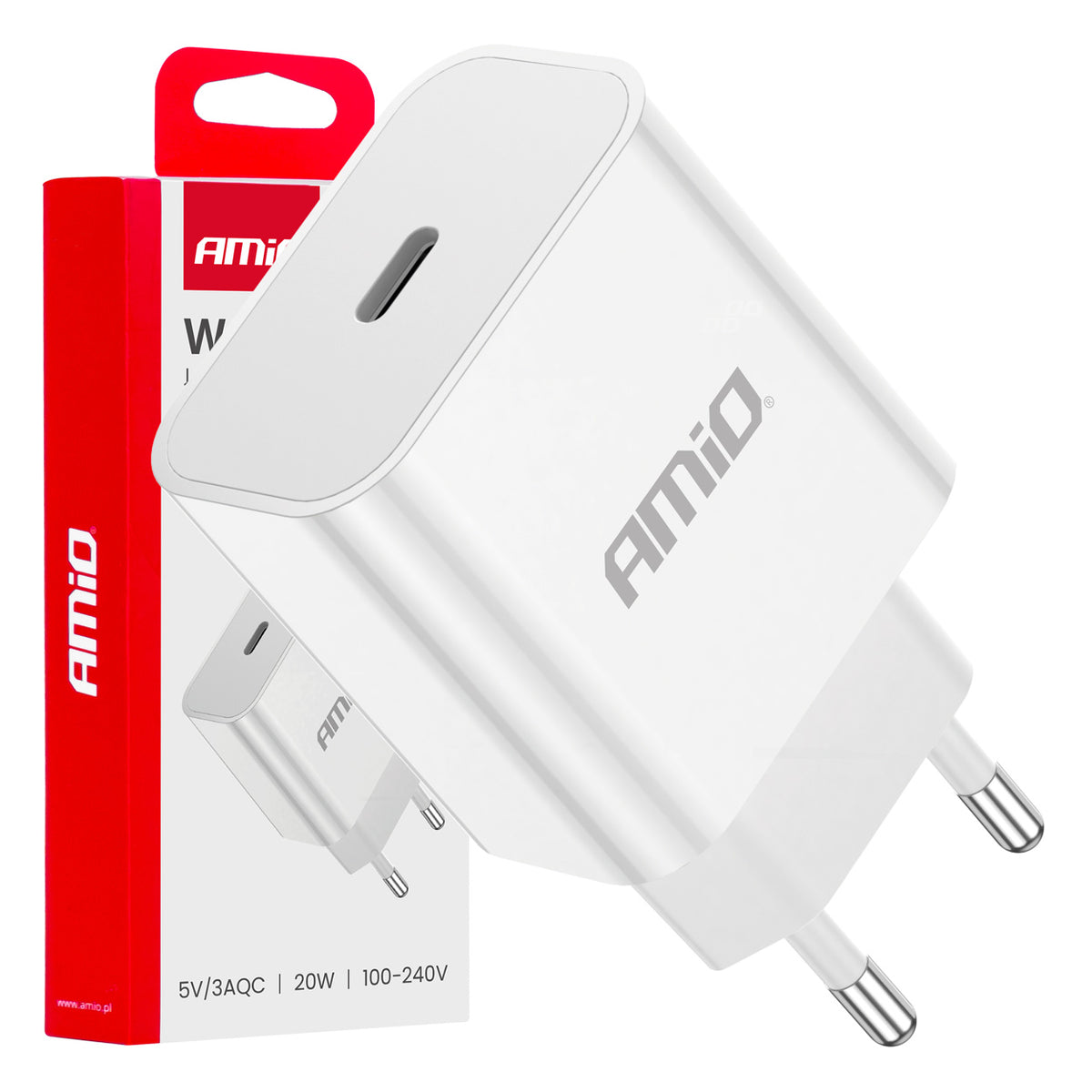 Wandlader USB-C 20W Quick Charge 230V AMiO 03891 - AMiO 03891 - afbeelding 1