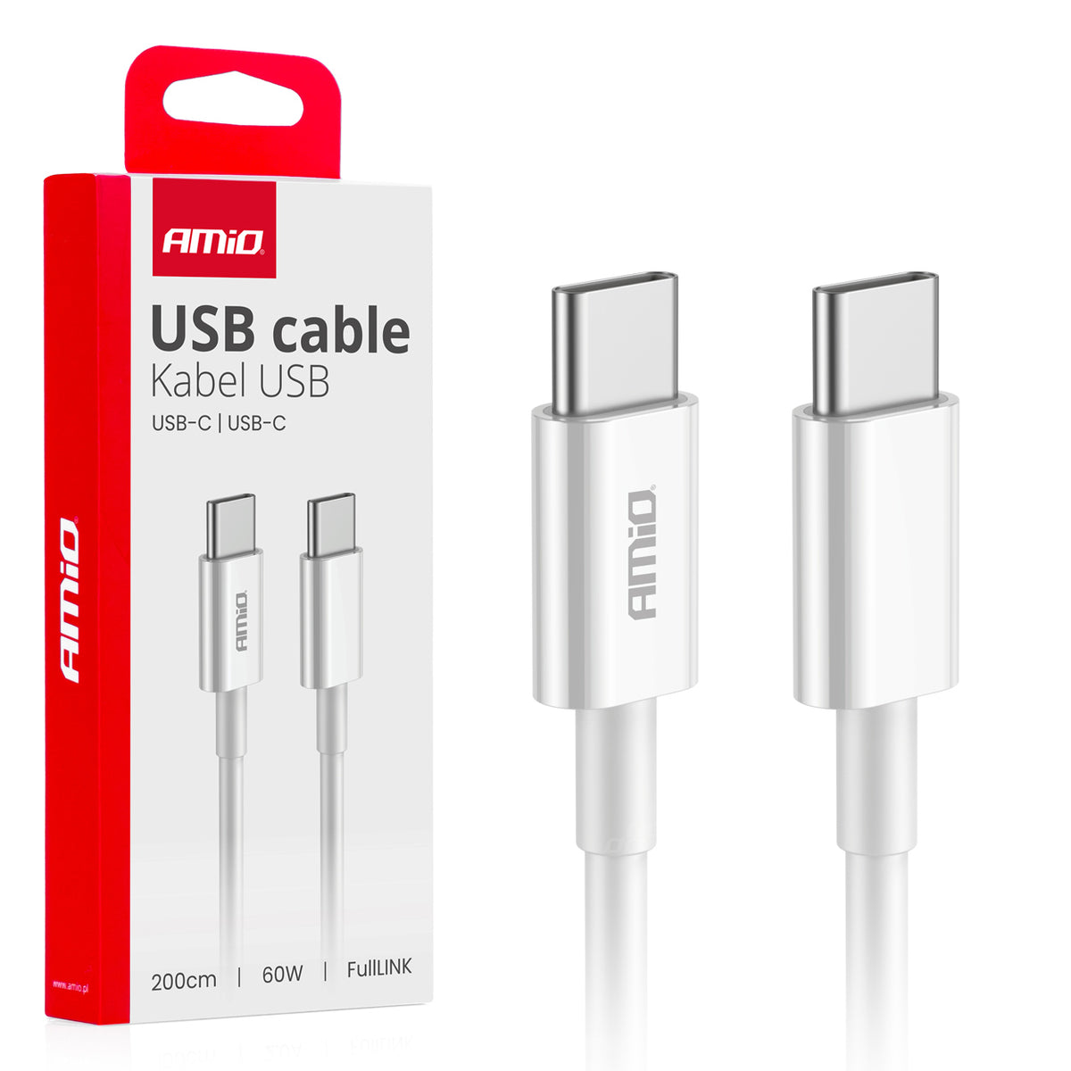 USB-C naar USB-C kabel 60W 200cm FullLINK AMiO 03897 - AMiO 03897 - afbeelding 3