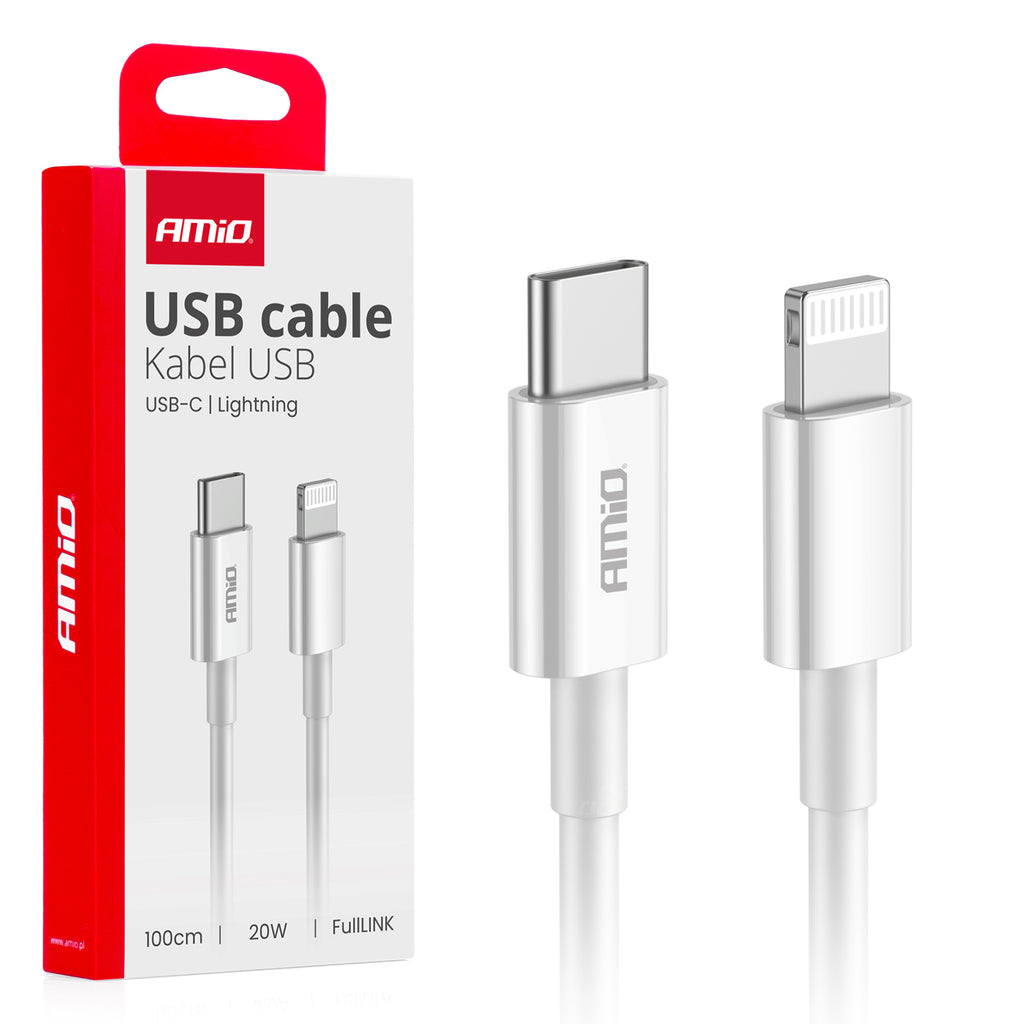 USB-C naar Lightning 20W 100cm FullLINK AMiO 03898 - AMiO 03898 - afbeelding 1