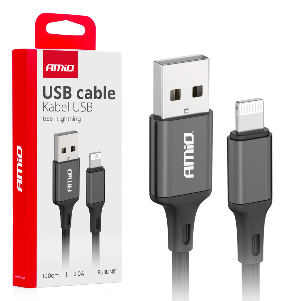 USB naar Lightning 2A 100cm FullLINK AMiO 03901 - AMiO 03901 - afbeelding 1