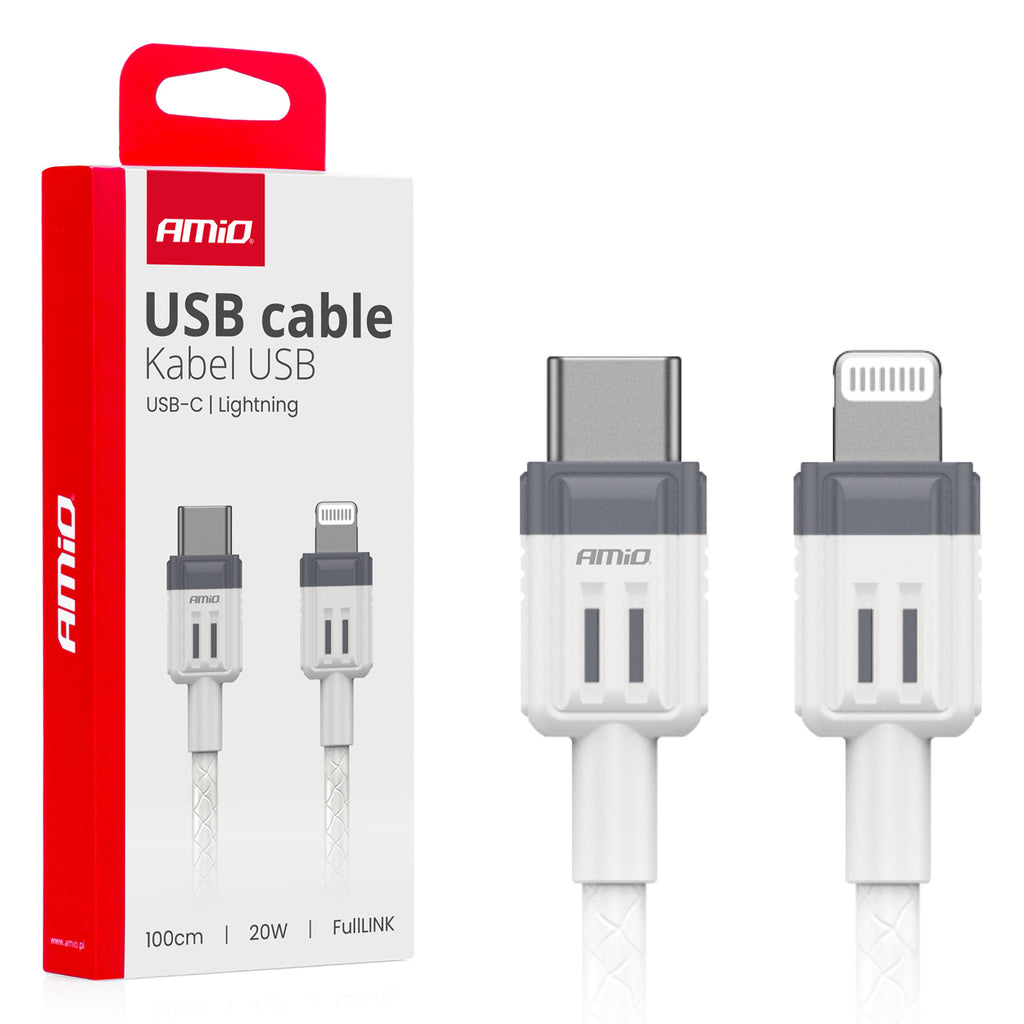 USB-C naar Lightning 20W 100cm FullLINK AMiO 03910 - AMiO 03910 - afbeelding 1