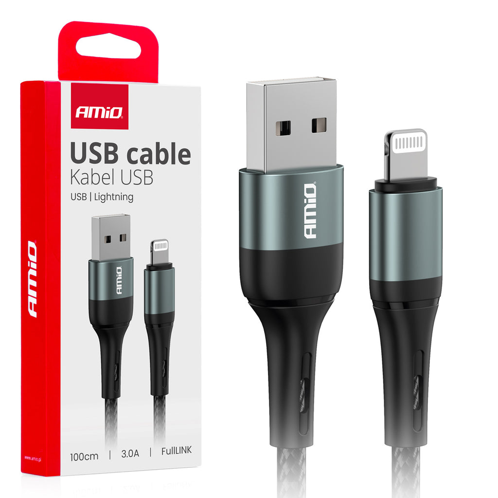 USB naar Lightning 3A 100cm FullLINK AMiO 03913 - AMiO 03913 - afbeelding 3