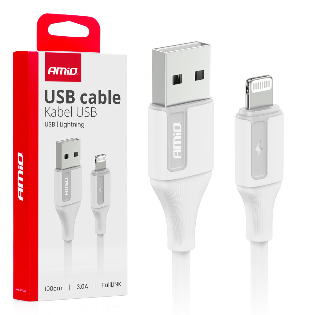 USB naar Lightning 3A 100cm FullLINK AMiO 03919 - AMiO 03919 - afbeelding 1