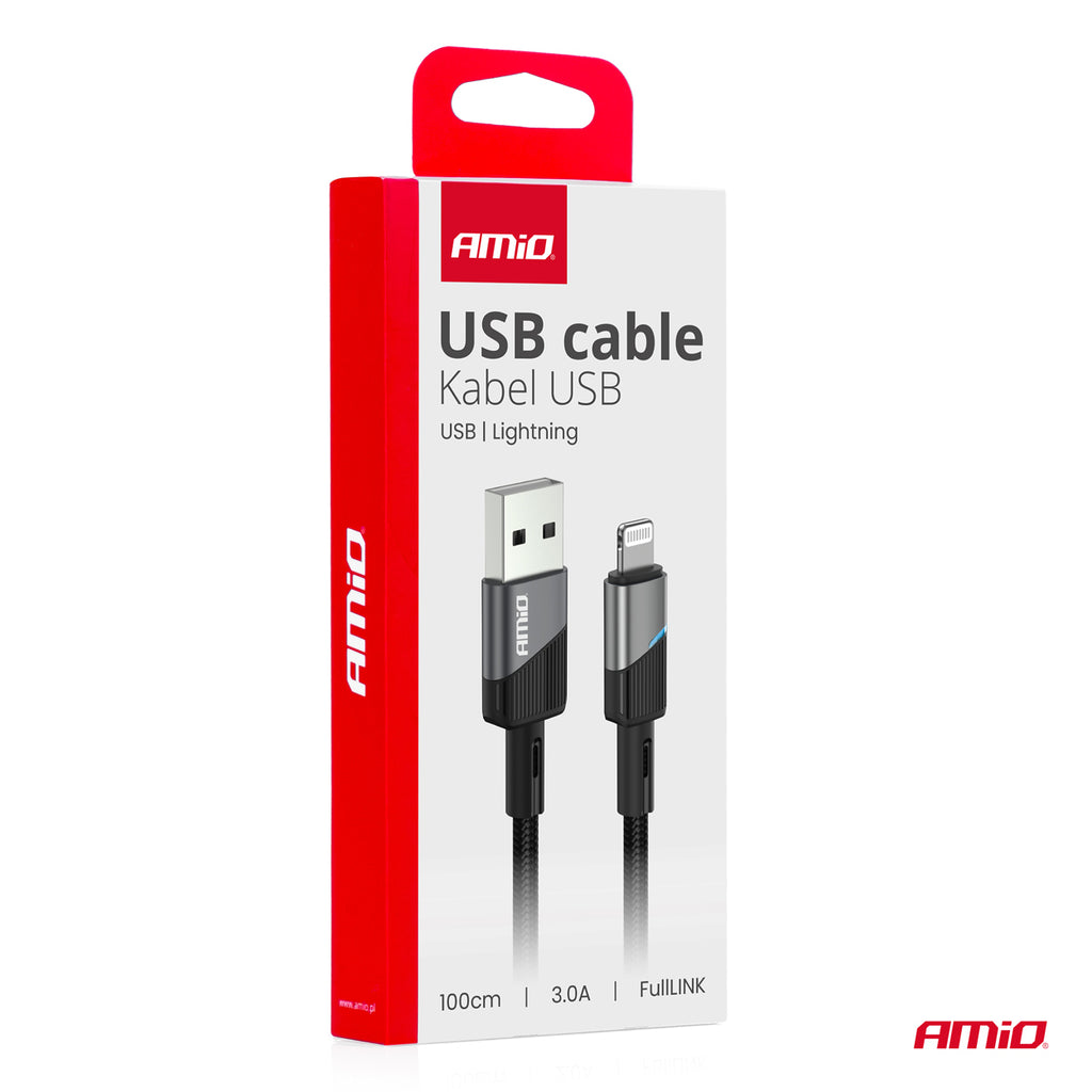 USB naar Lightning 3A 100cm FullLINK AMiO 03925 - AMiO 03925 - afbeelding 4