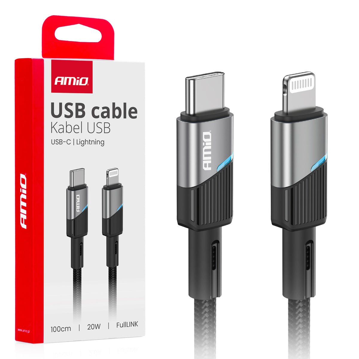 USB-C naar Lightning 20W 100cm FullLINK AMiO 03928 - AMiO 03928 - afbeelding 1