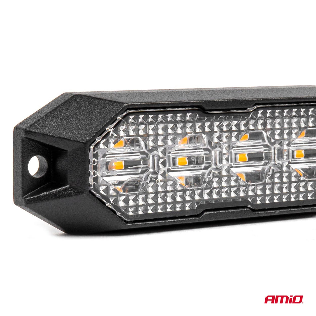 Slanke amberkleurige grillbeugel zaklamp 4x3W LED R65 R10 12/24V IP6K9K AMiO 03929 - AMiO 03929 - afbeelding 2