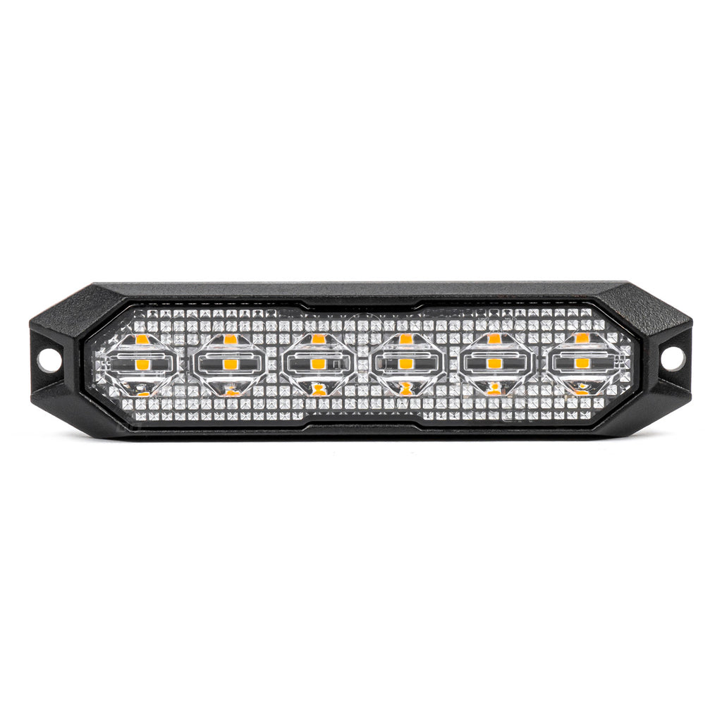 Slanke amberkleurige grillbeugel Flash lamp 6x3W LED R65 R10 12/24V IP6K9K AMiO 03930 - AMiO 03930 - afbeelding 1