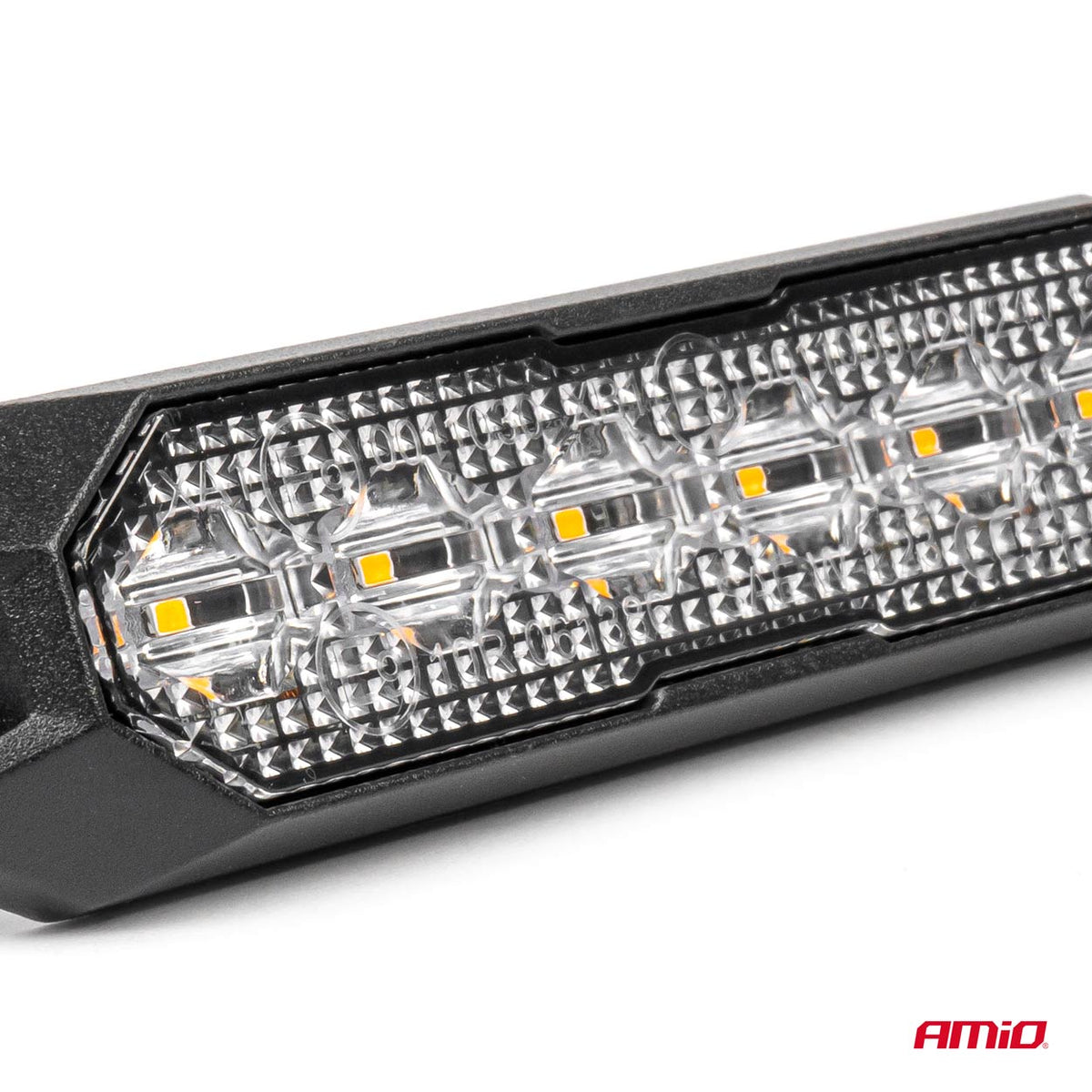 Slanke amberkleurige grillbeugel Flash lamp 6x3W LED R65 R10 12/24V IP6K9K AMiO 03930 - AMiO 03930 - afbeelding 2