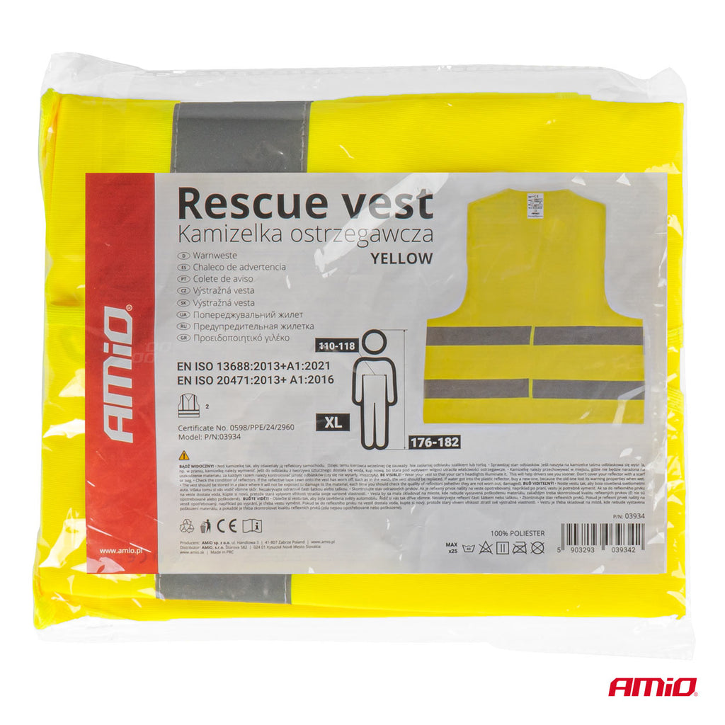 Veiligheidsvest XL geel met certificaat AMiO 03934 - AMiO 03934 - afbeelding 8