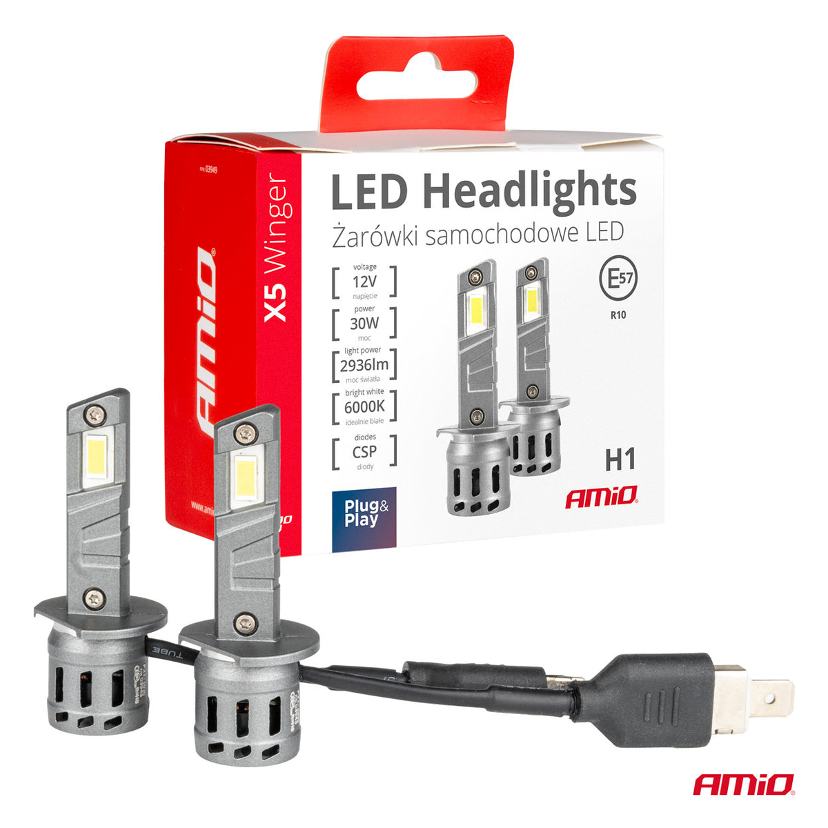LED Koplampen X5-serie WINGER H1 6000K max 30W AMiO 03943 - AMiO 03943 - afbeelding 5