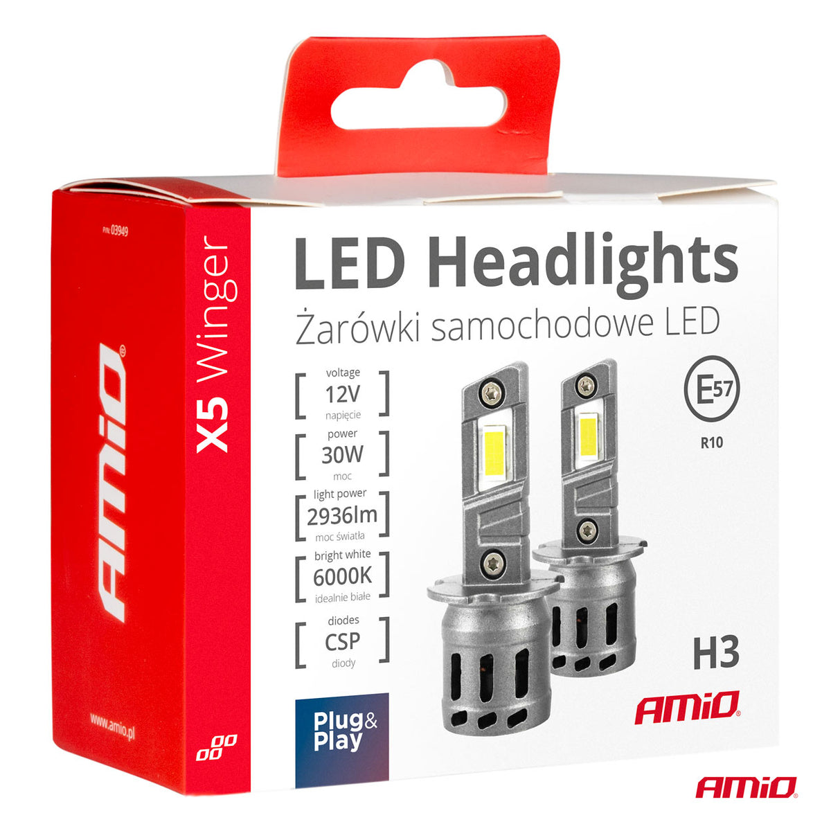 LED Koplampen X5-serie WINGER H3 6000K max 30W AMiO 03944 - AMiO 03944 - afbeelding 5