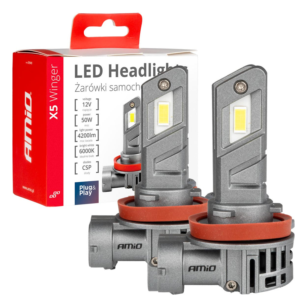 LED Koplampen X5-serie WINGER H8 H9 H11 6000K max 50W AMiO 03947 - AMiO 03947 - afbeelding 6