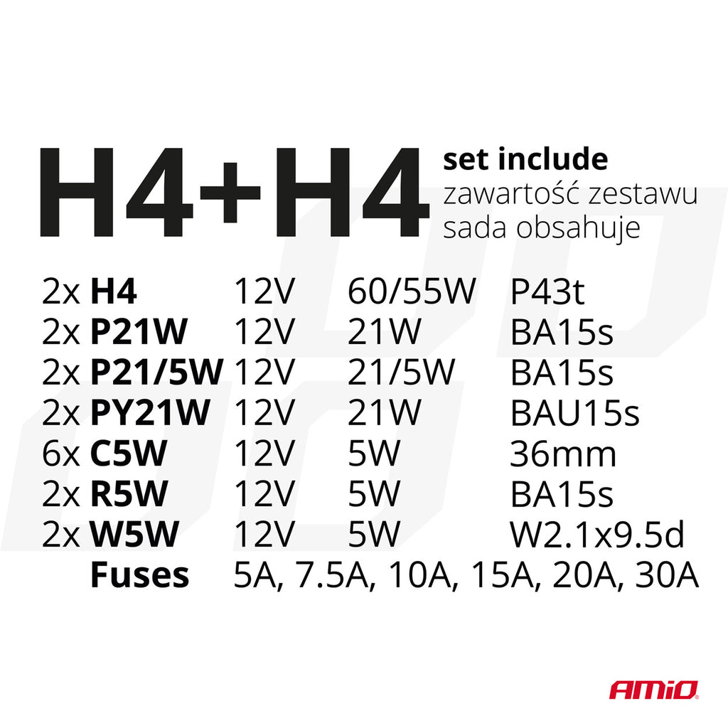 Halogeenset 30-delig (H4+H4) AMiO 03958 - AMiO 03958 - afbeelding 4