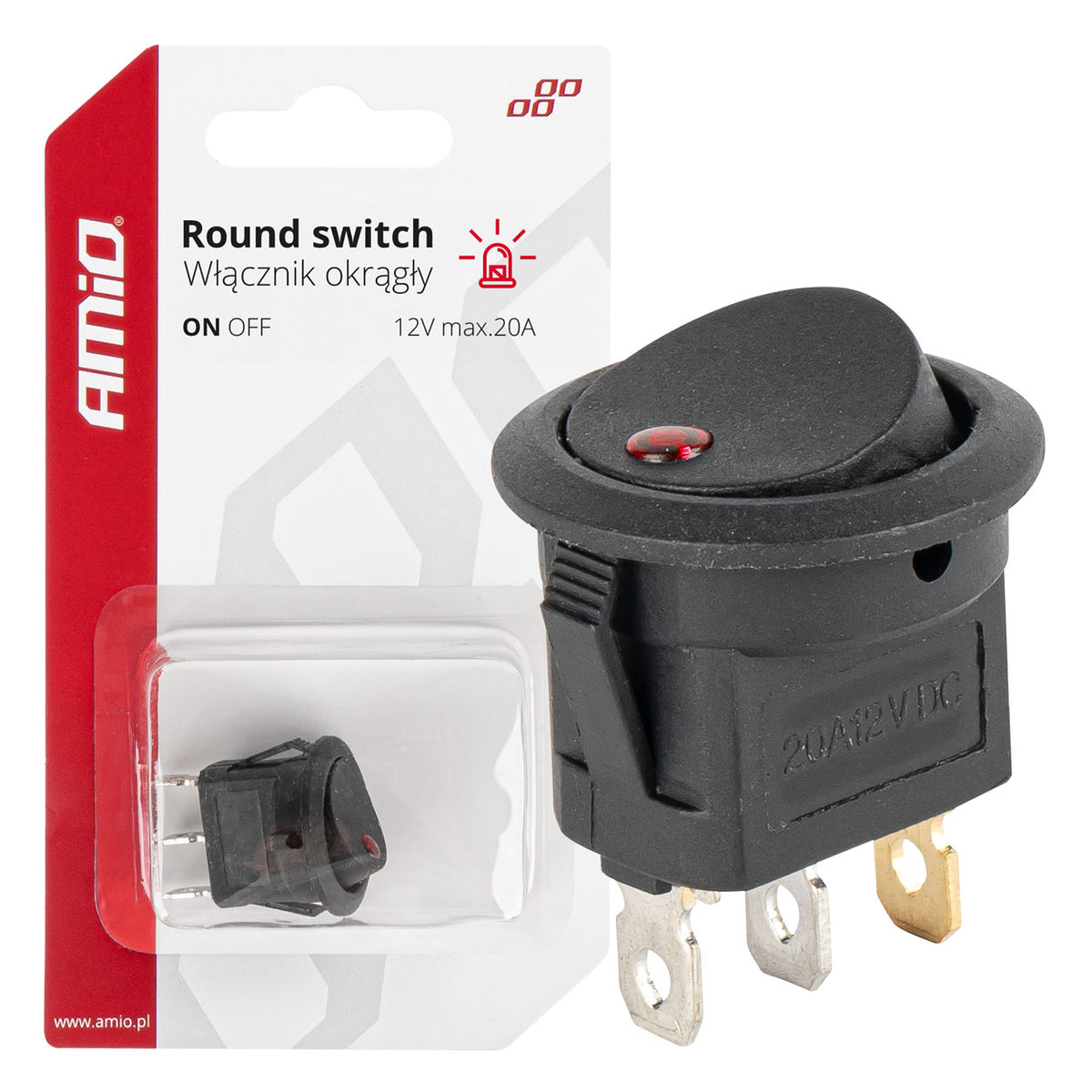 Ronde schakelaar met rood licht AMiO 03961 - AMiO 03961 - afbeelding 5