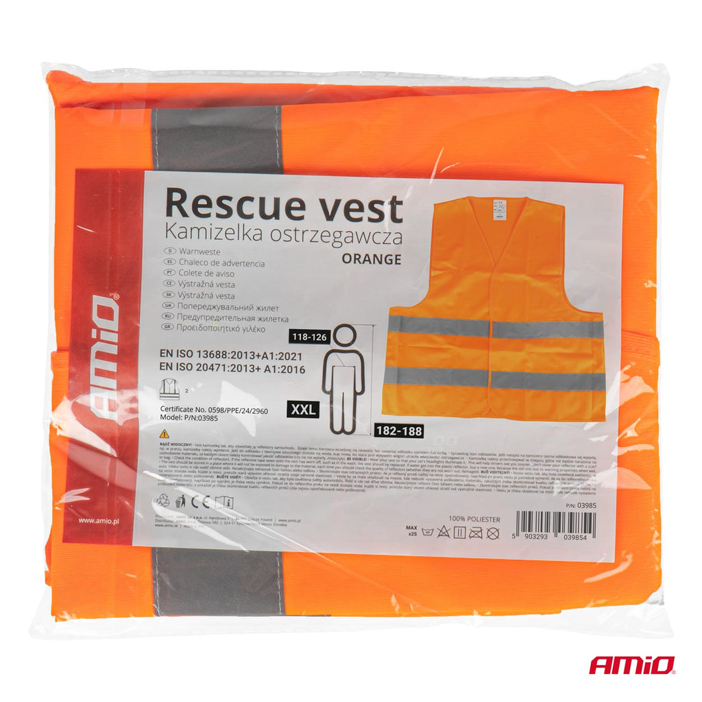Veiligheidsvest oranje met certificaat XXL AMiO 03985 - AMiO 03985 - afbeelding 7