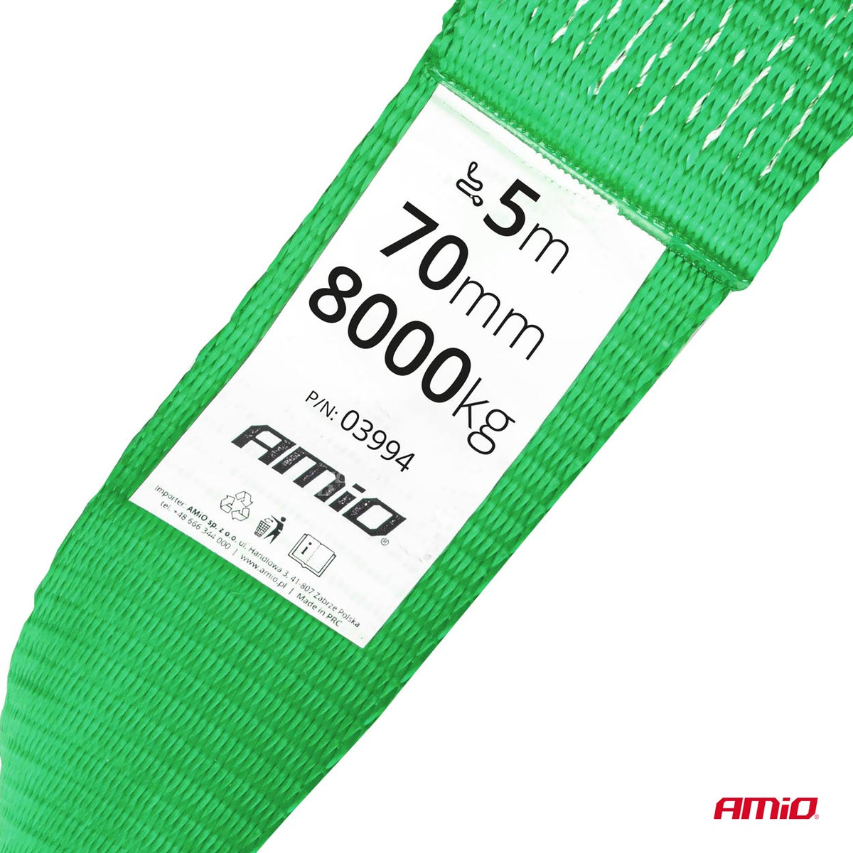 Trekriem 8000kg 70mm 5m haak+lug AMiO 03994 - AMiO 03994 - afbeelding 2