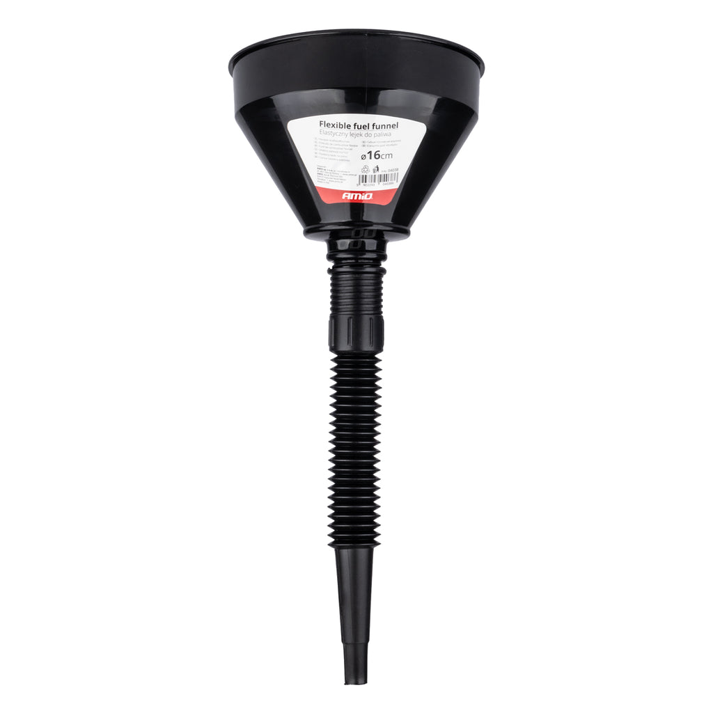 Flexibele zwarte universele trechter met zeef voor brandstof vloeibaar water 16 cm AMiO 04038 - AMiO 04038 - afbeelding 4