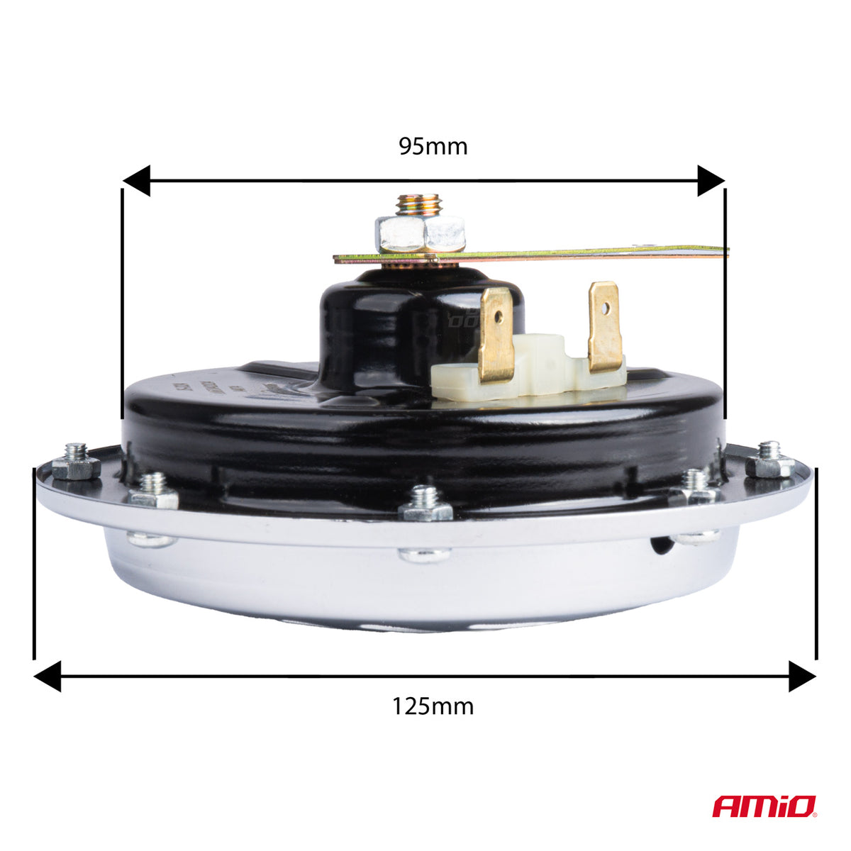 Claxon geluidssignaal chroom 125 mm 12V AMiO 04074 - AMiO 04074 - afbeelding 2