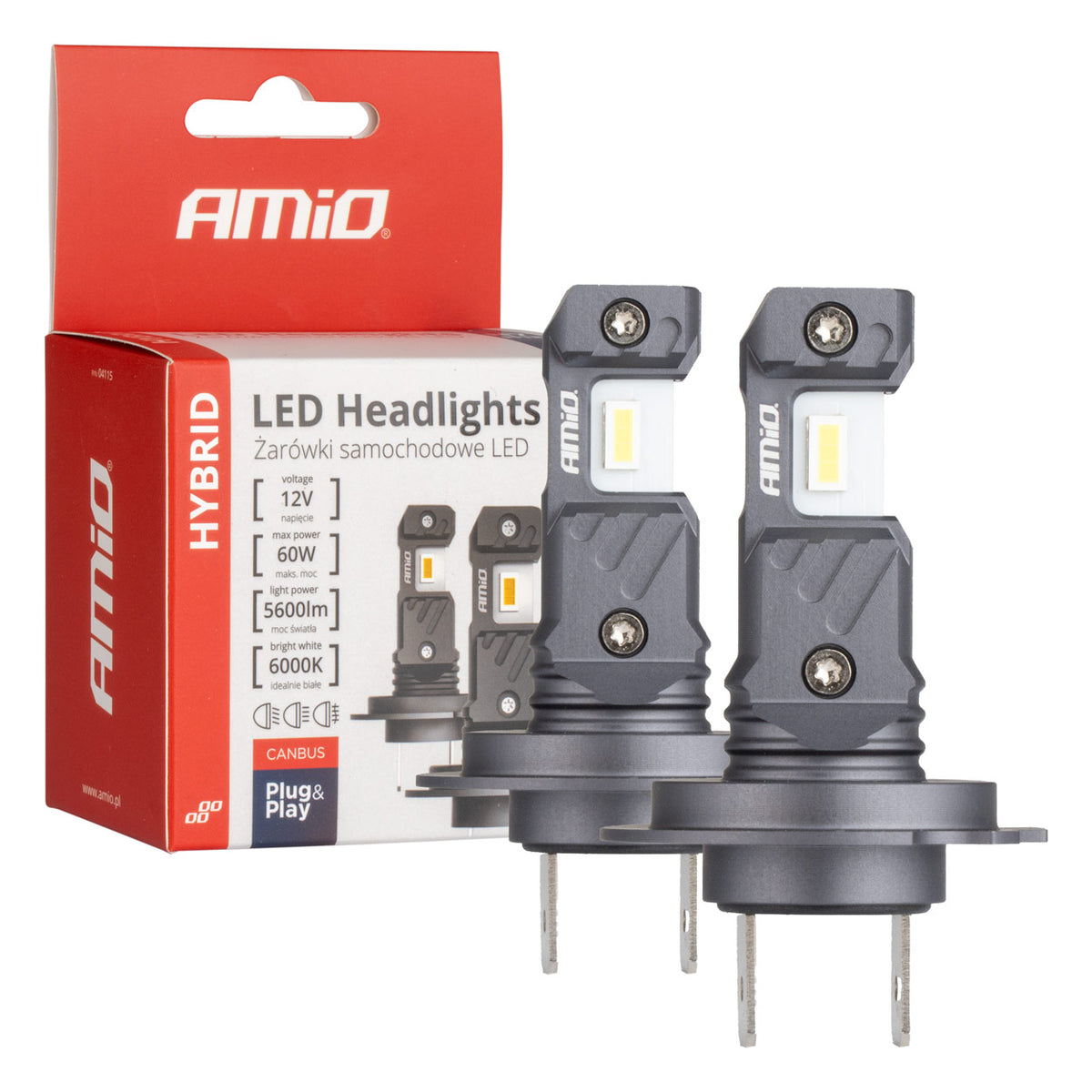 LED Koplampen Hybride serie H7 H18 6000K Canbus 60W AMiO 04115 - AMiO 04115 - afbeelding 1