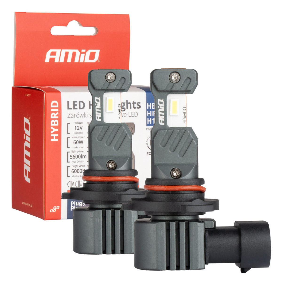 LED Koplampen Hybride serie HB3 HIR1 H10 6000K Canbus 60W AMiO 04117 - AMiO 04117 - afbeelding 1