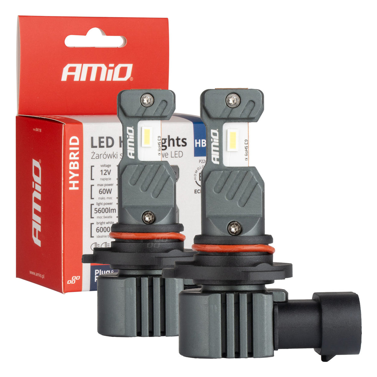 LED Koplampen Hybride serie HB4 9006 6000K Canbus 60W AMiO 04118 - AMiO 04118 - afbeelding 5