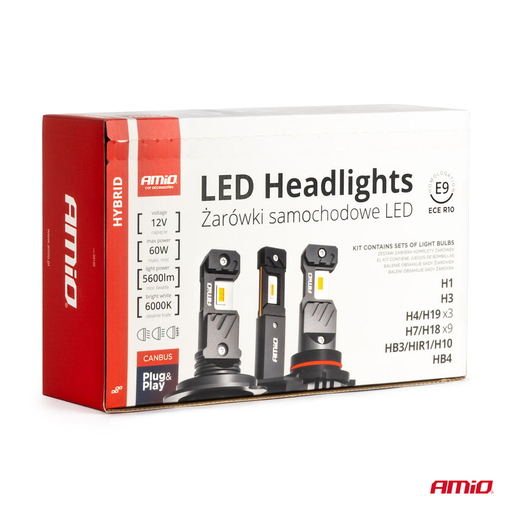 LED Koplampen Hybride serie H1 H3 H4 H7 HB3 HB4 6000K Canbus 16 sets AMiO 04120 - AMiO 04120 - afbeelding 4