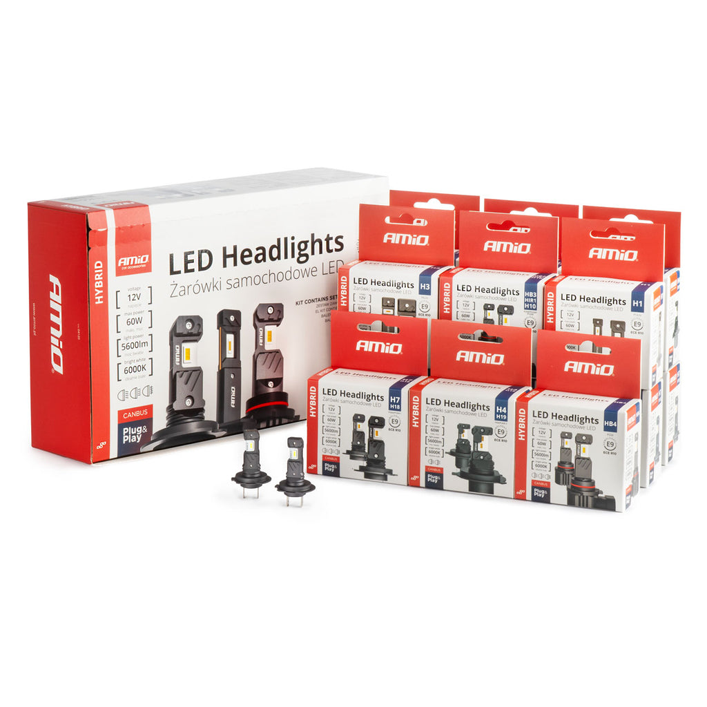 LED Koplampen Hybride serie H1 H3 H4 H7 HB3 HB4 6000K Canbus 16 sets AMiO 04120 - AMiO 04120 - afbeelding 7