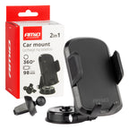 Draaibare dashboard ventilatierooster telefoonhouder 360° 2in1 AMiO 04138 - AMiO 04138 - afbeelding 1