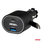 Snelle autolader 3.0 met 30W C intrekbare kabel PD20W AMiO 04176 - AMiO 04176 - afbeelding 2