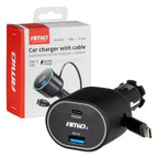 Snelle autolader 3.0 met 30W C intrekbare kabel PD20W AMiO 04176 - AMiO 04176 - afbeelding 5