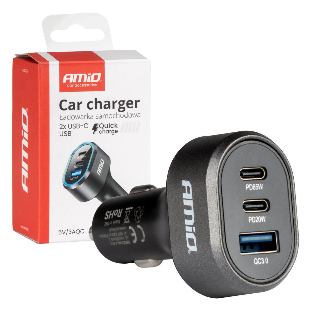 Snelle autolader 3.0 PD65W PD20W AMiO 04177 - AMiO 04177 - afbeelding 1