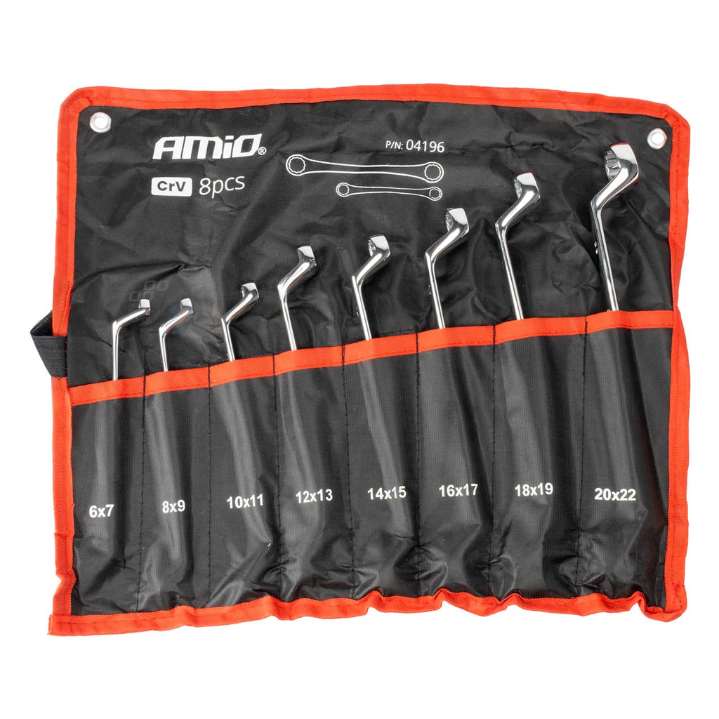 Gebogen ringsleutelset 6-22 mm 8-delig AMiO 04196 - AMiO 04196 - afbeelding 1