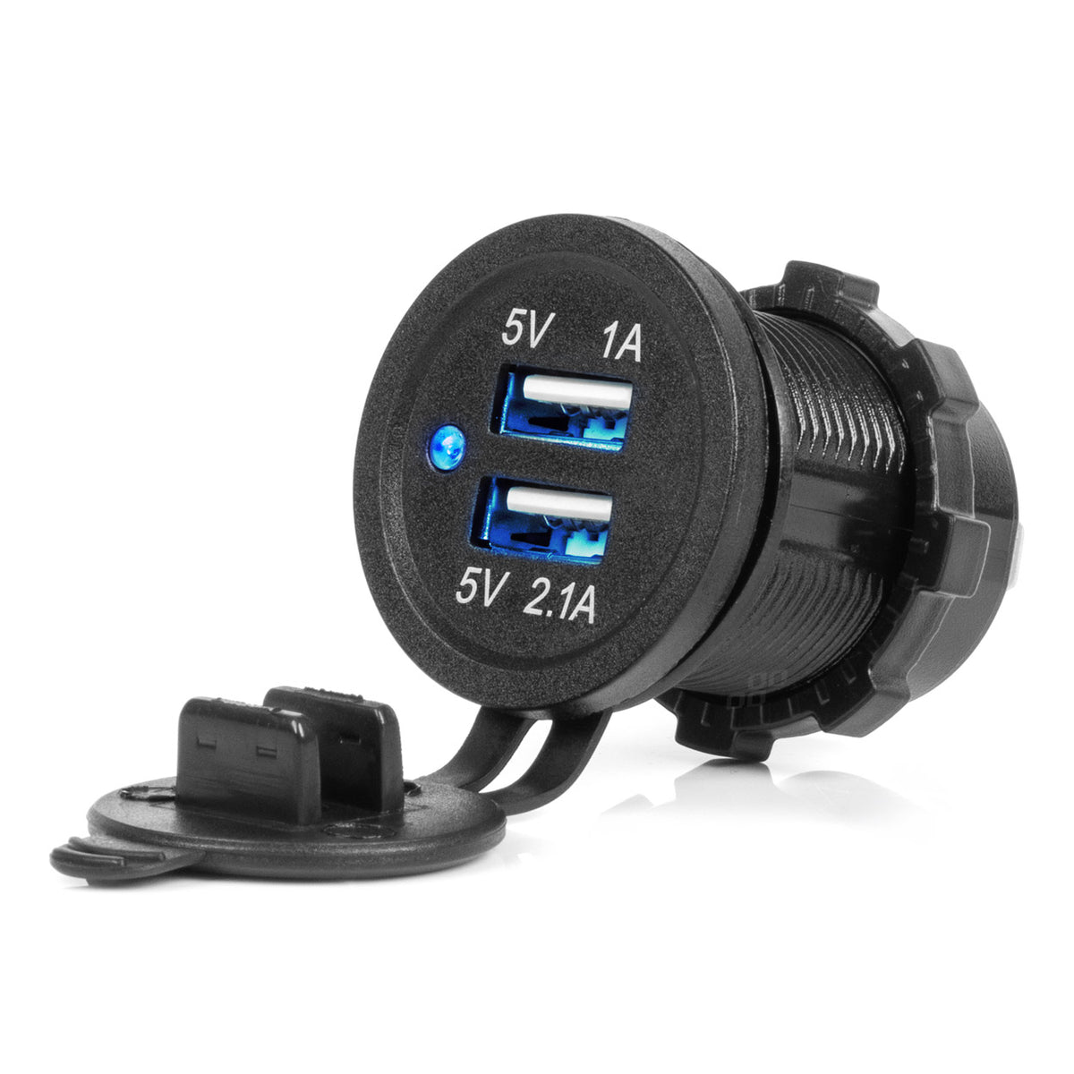 Waterdichte telefoonoplader met BLAUWE LED-indicator 3.1A 2xUSB 12/24V AMiO 04216 - AMiO 04216 - afbeelding 5