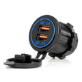 Waterdichte telefoonoplader met BLAUWE LED-achtergrondverlichting 2xUSB QC3.0 12/24V AMiO 04218 - AMiO 04218 - afbeelding 1