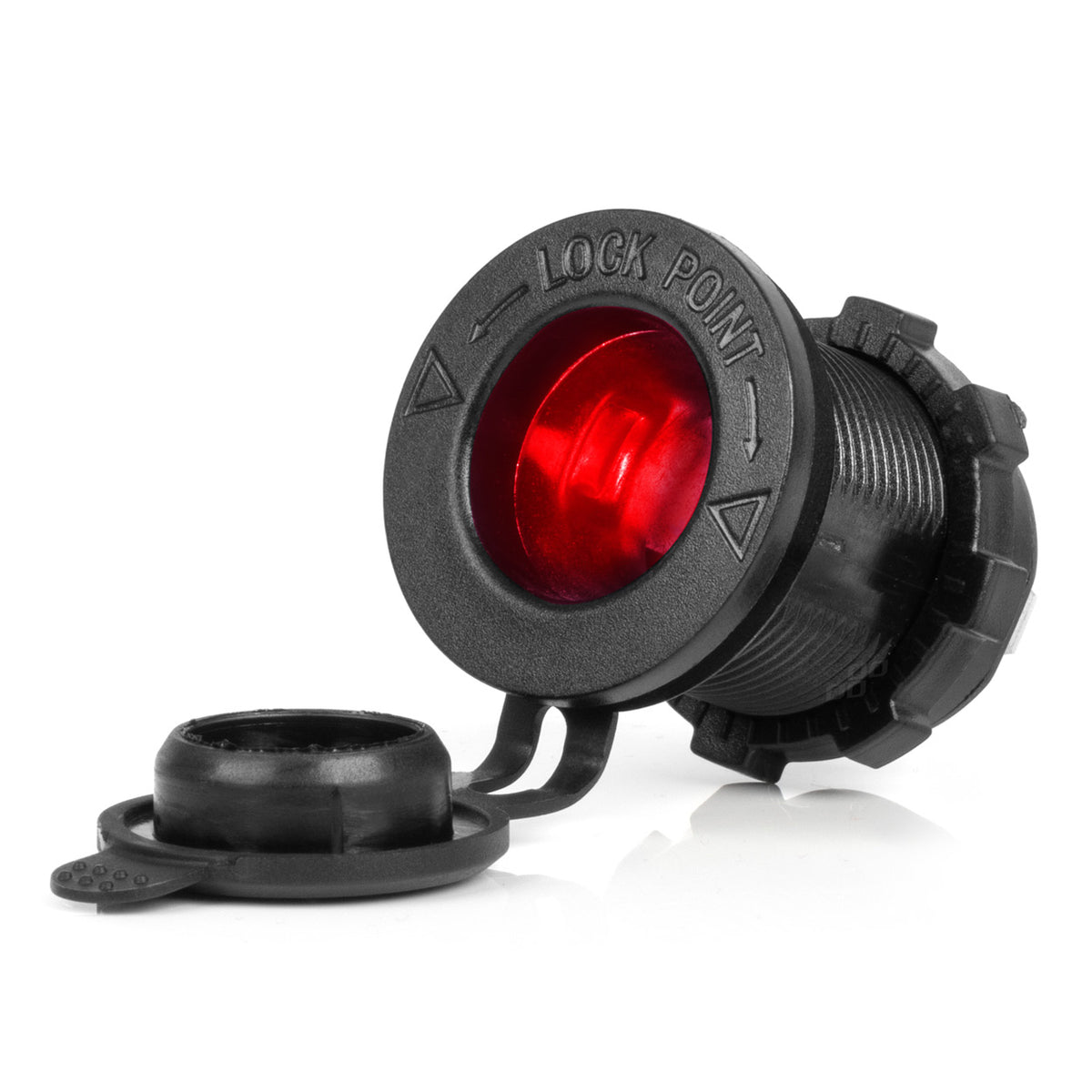 Waterdichte auto sigarettenaansteker aansluiting met RODE LED-achtergrondverlichting 12/24V AMiO 04219 - AMiO 04219 - afbeelding 1