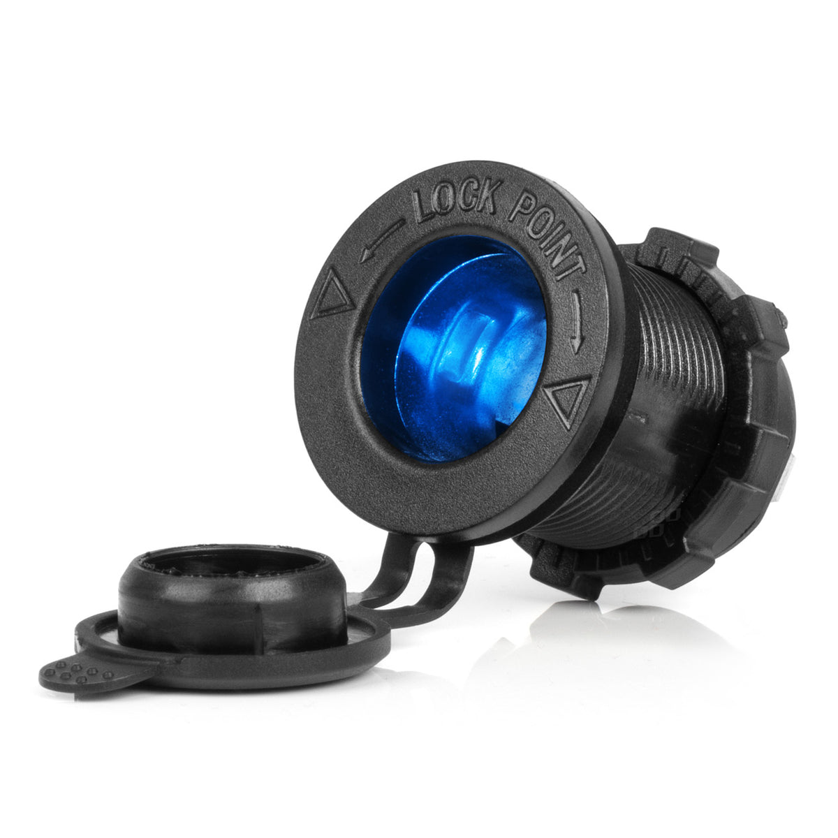 Waterdichte auto sigarettenaansteker aansluiting met BLAUWE LED-achtergrondverlichting 12/24V AMiO 04220 - AMiO 04220 - afbeelding 1