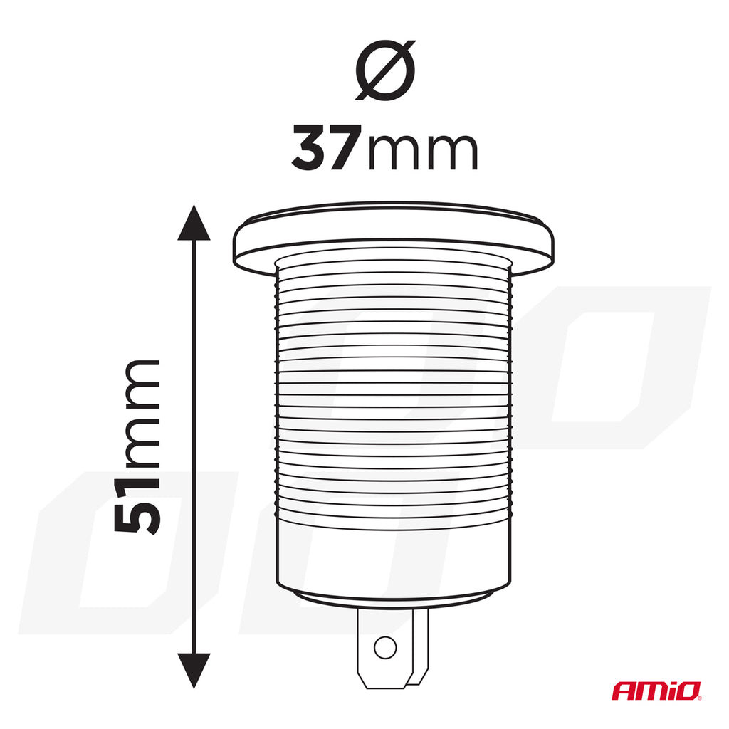 Waterdichte telefoonoplader met RODE LED-achtergrondverlichting 2xUSB QC3.0 12/24V AMiO 04221 - AMiO 04221 - afbeelding 4