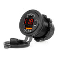 Waterdichte telefoonoplader ,schakelaar RODE LED-indicator Digitale voltomtr USB+USB C QC3.0 12/24V AMiO 04222 - AMiO 04222 - afbeelding 1