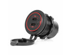 Dual USB C auto lader12/24V 3.0A max rood verlicht met aan-uit schakelaar