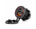 Autolader met aan-uit schakelaar, rode LED-achtergrondverlichting, USB + 2xUSB C QC3.0 12/24V