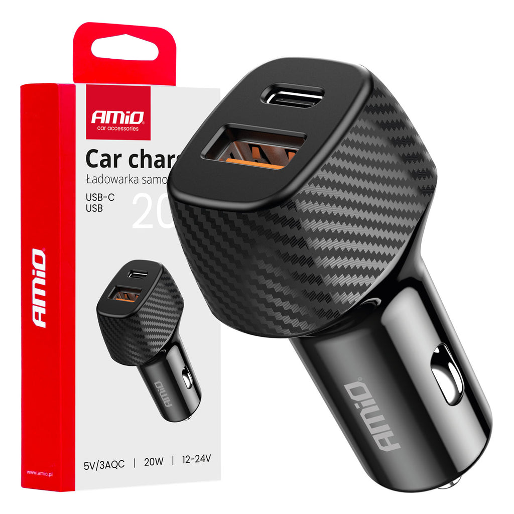 Autolader QC+PD 20W USB-A + USB-C AMiO 04282 - AMiO 04282 - afbeelding 5