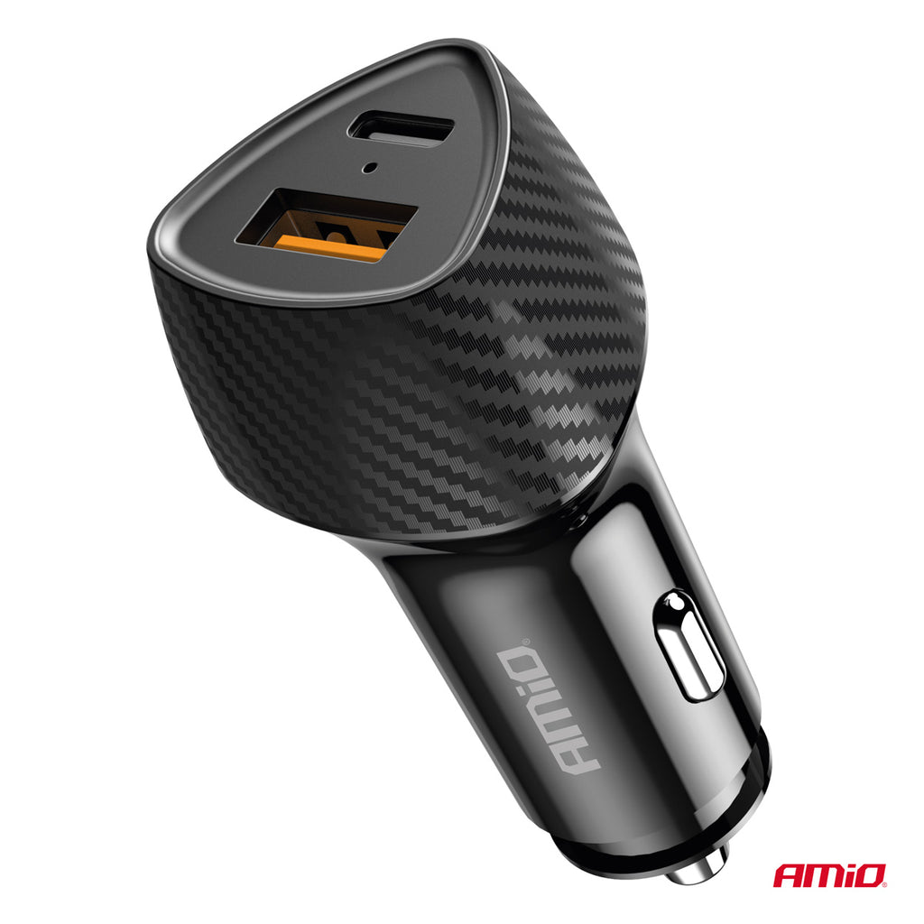 Autolader QC+PD 38W USB-A + USB-C AMiO 04283 - AMiO 04283 - afbeelding 2
