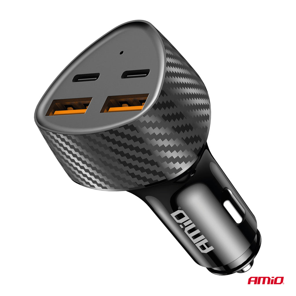 Autolader 50W 2xUSB-A + 2xUSB-C AMiO 04284 - AMiO 04284 - afbeelding 2