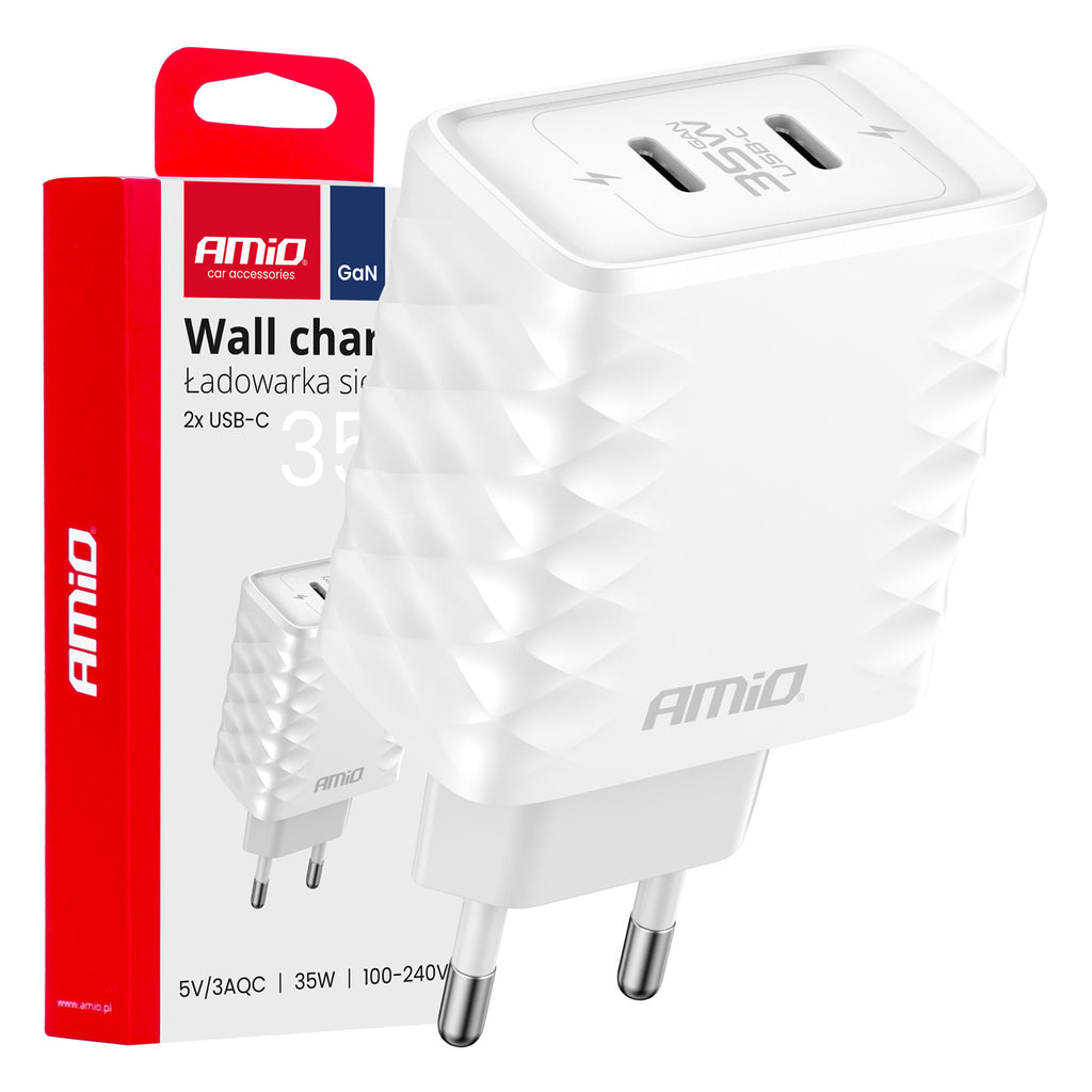 Wandlader Snellader 35W 2xUSB-C AMiO 04288 - AMiO 04288 - afbeelding 4
