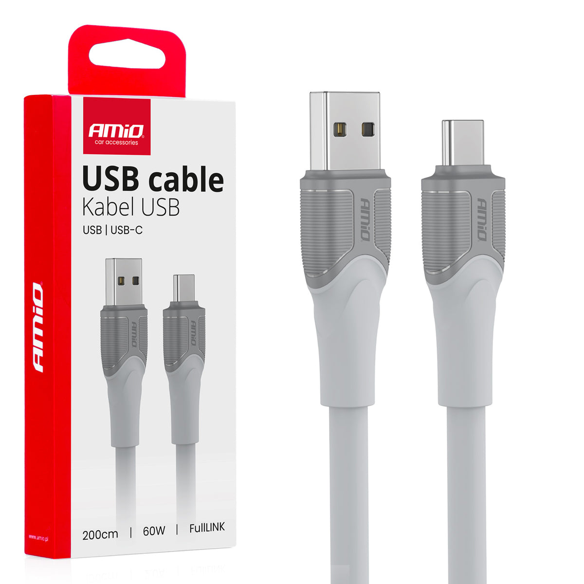 Kabel USB-A NAAR TYPE-C 60W 200cm FullLINK model X111 AMiO 04290 - AMiO 04290 - afbeelding 1