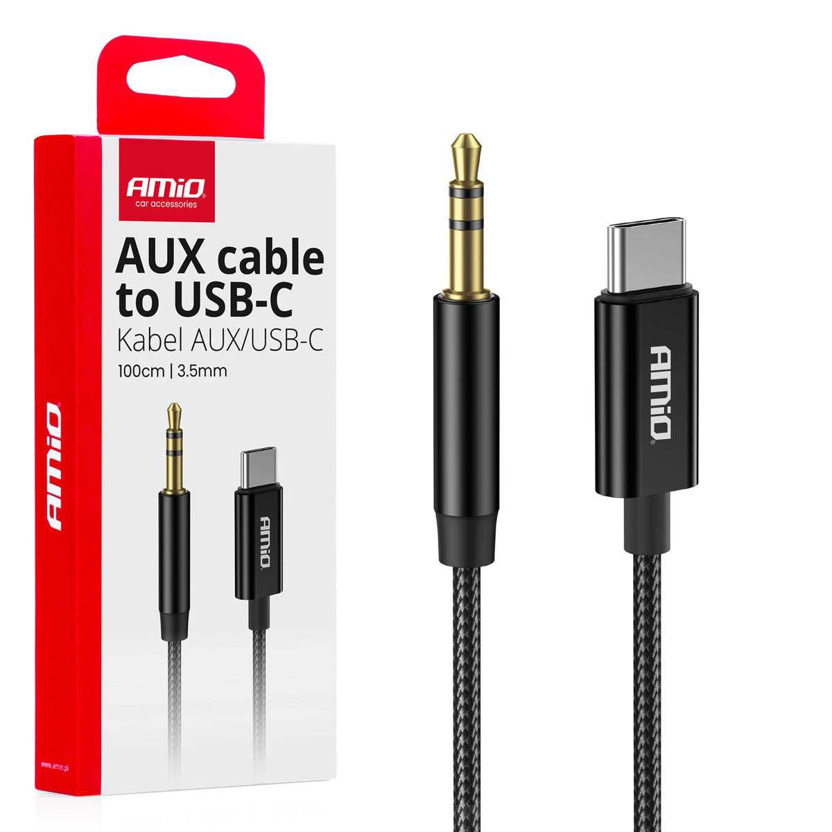 Kabel USB-C NAAR TYPE AUX Mini Jack 3,5 mm 1 m AMiO 04294 - AMiO 04294 - afbeelding 2
