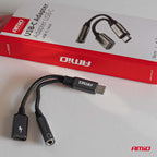USB-C NAAR TYPE USB-C + Mini Jack 3,5 mm Female Adapter 10 cm AMiO 04295 - AMiO 04295 - afbeelding 4