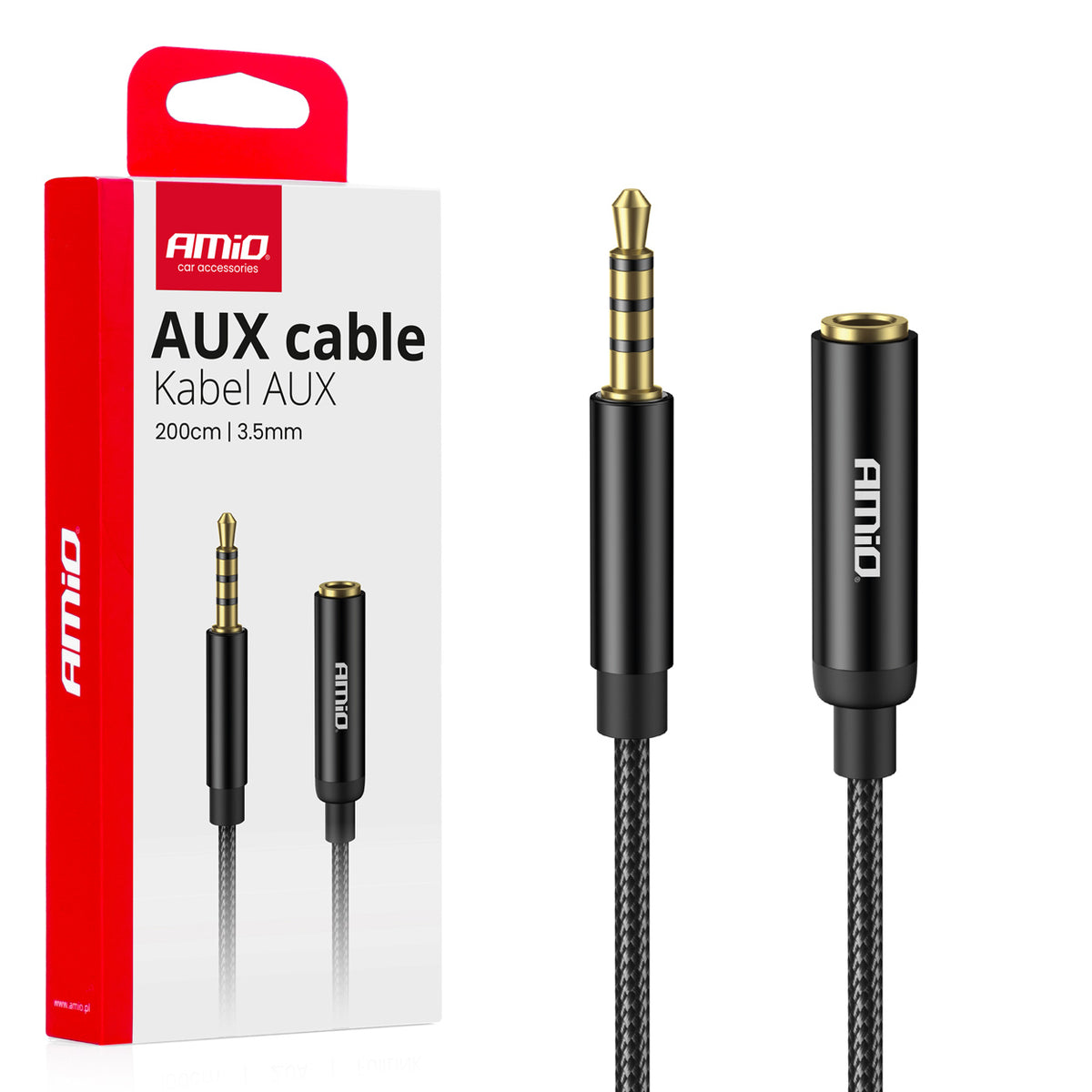 Verlengkabel AUX Mini Jack 3,5 mm mannelijk naar 3,5 mm vrouwelijk 2 m AMiO 04296 - AMiO 04296 - afbeelding 3