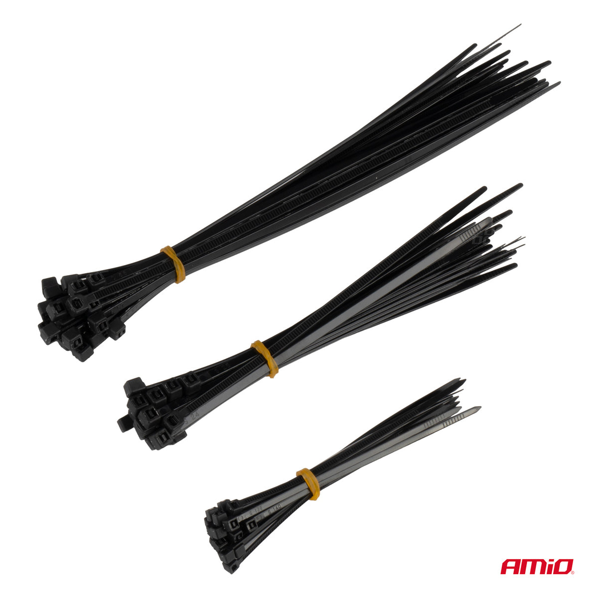 Kunststof kabelbinders zwart lange set 60 stuks AMiO 04315 - AMiO 04315 - afbeelding 2